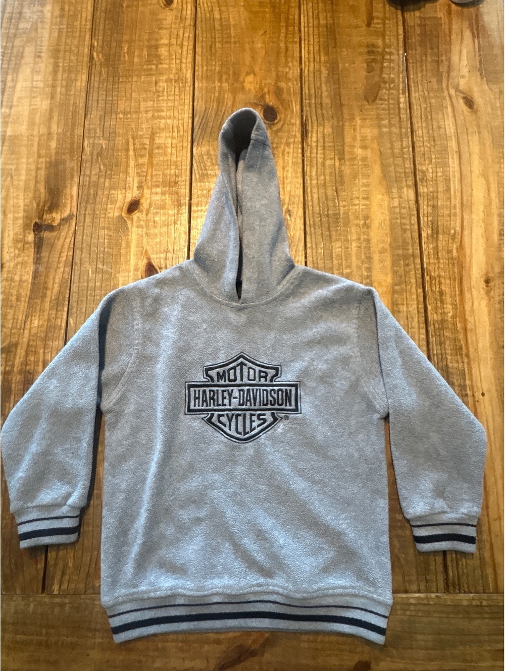 Harley Davidson Gray Hooded Sweatshirt Logo Embroidery Boys girls Size 6 Kids